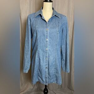 J. JILL Blue Chambray Button Up Tunic Shirt Small